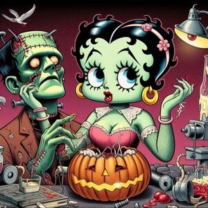 Frankenstein Betty Boop DIY 5D Full Round Drill Diamond Painting